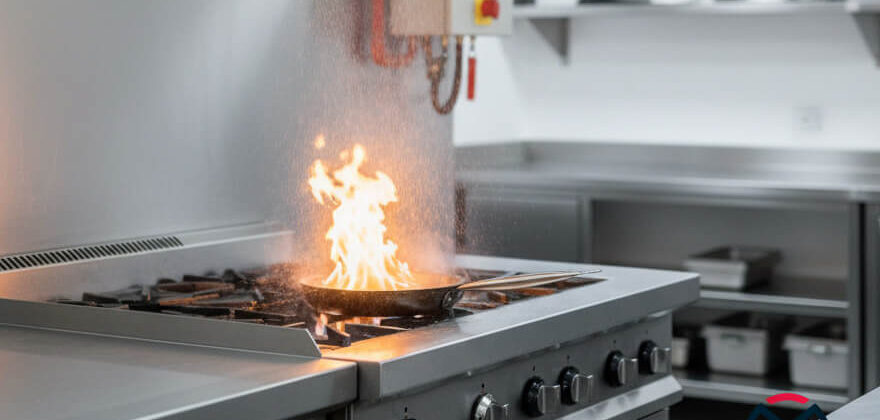 ¿Cómo funciona un sistema de supresión de incendios en la campana de la cocina?